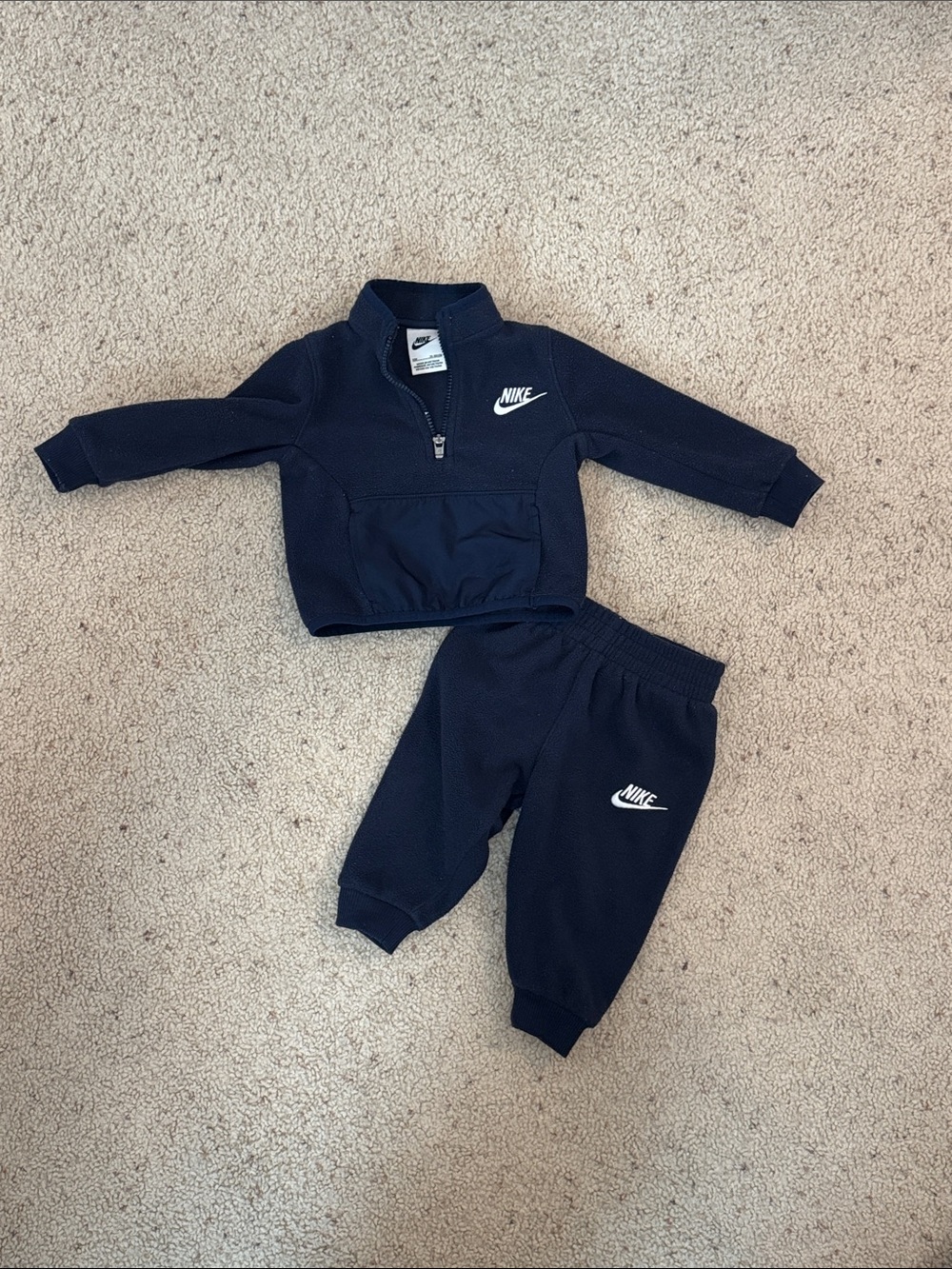 Nike Kids Navy Fleece Jogger Set with White Logos